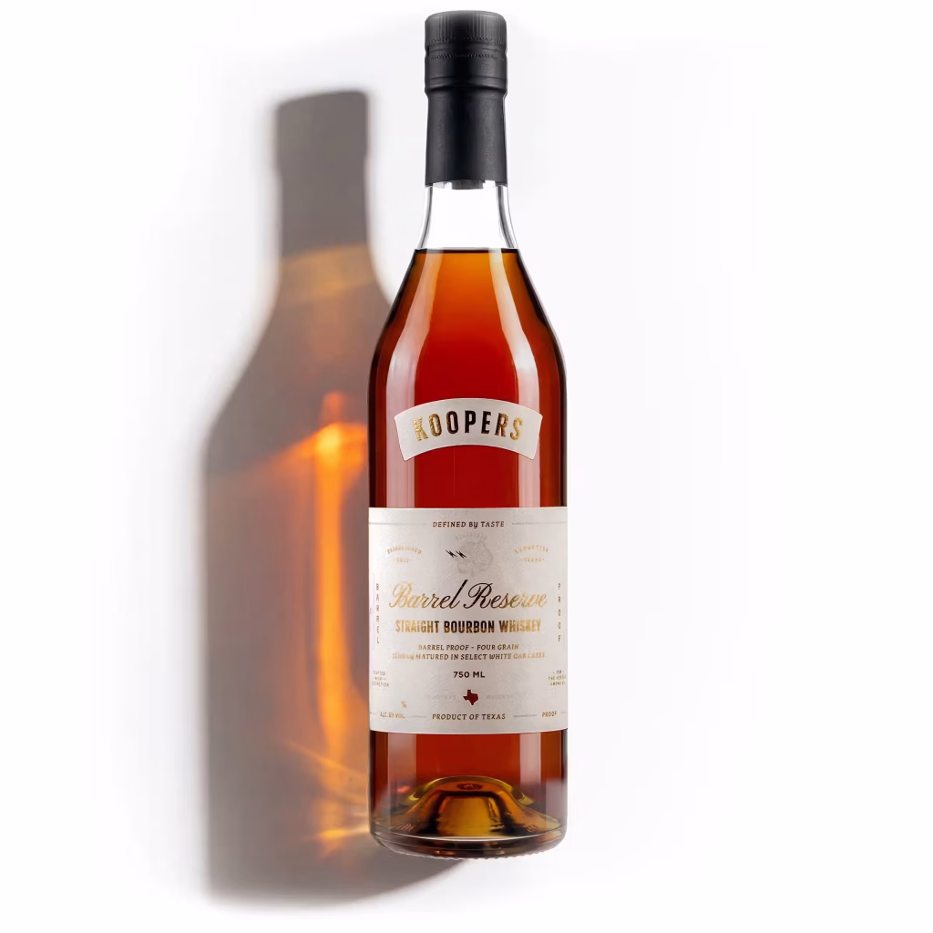 Koopers Barrel Reserve Bourbon 750ml bottle, wheated barrel proof Texas blended bourbon, Koopers Whiskey 2026