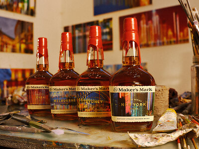 Maker’s Mark Artist Series City Edition: 11 airport-exclusive bottles painted by Alexandra Pacula