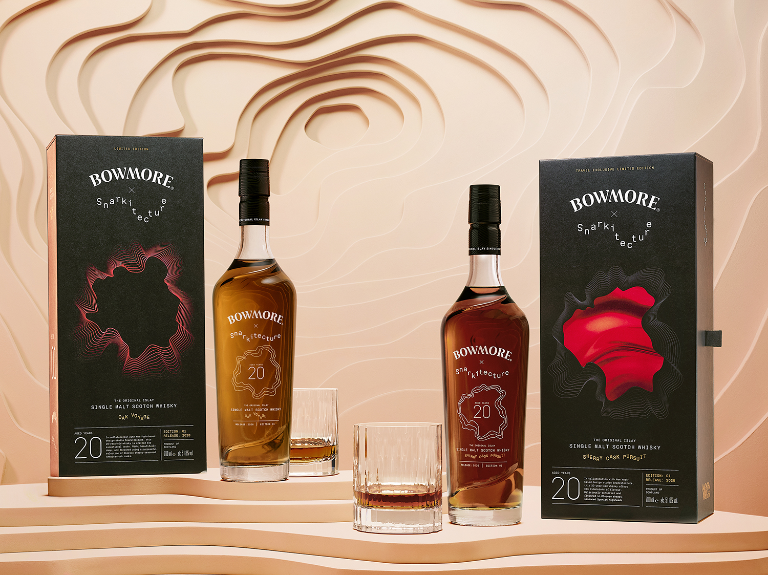 Bowmore Captivo Collection: Snarkitecture shapes two 20-year-old Islay single malts