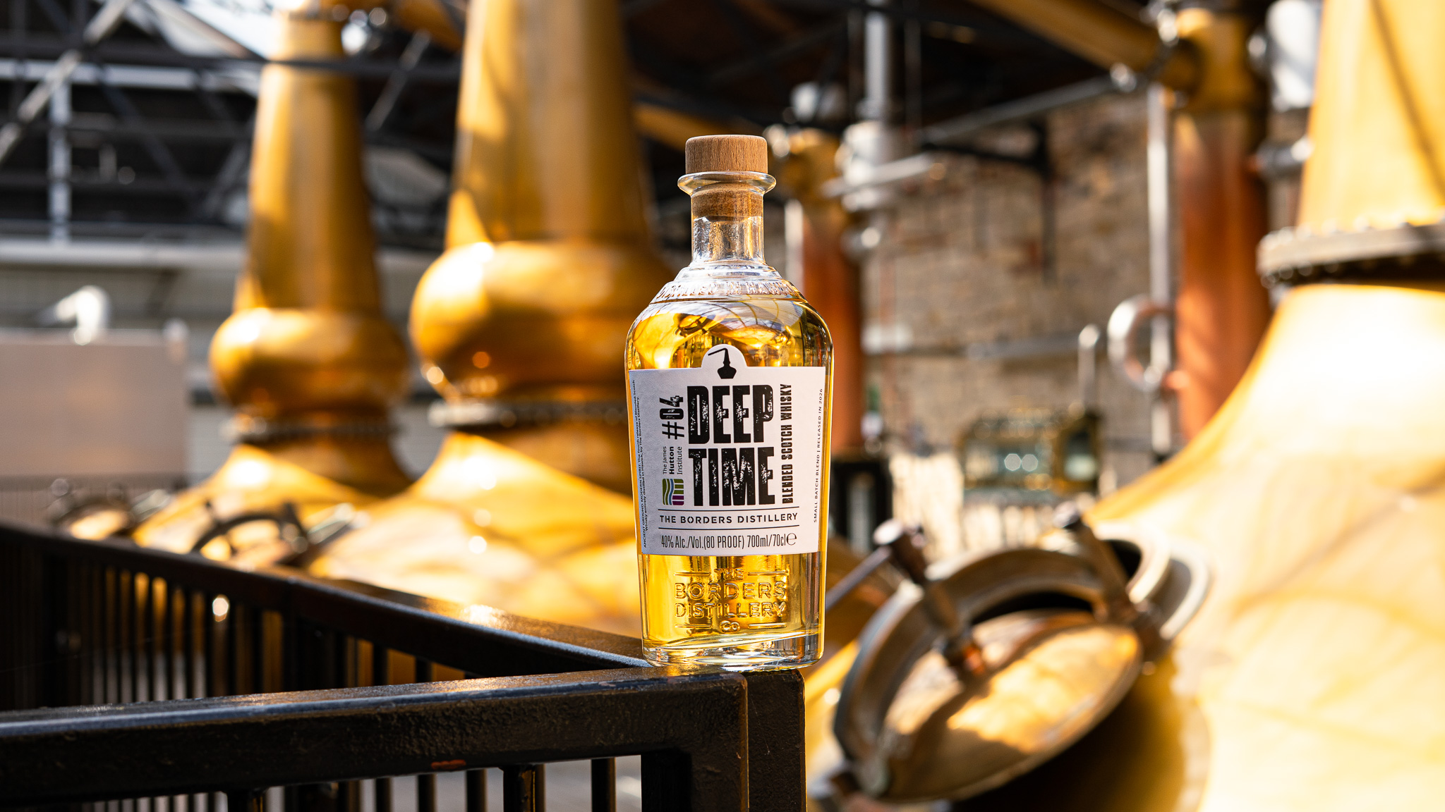 Borders Distillery Deep Time 700ml bottle in the Hawick still house, Workshop Series blended Scotch whisky 2026