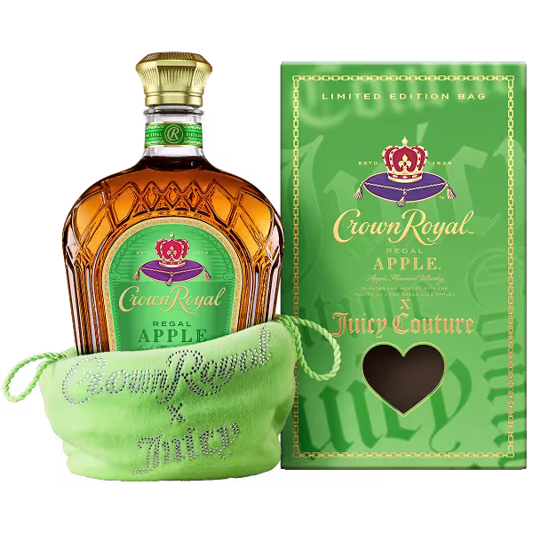 Crown Royal Regal Apple flavoured whisky 750ml with Juicy Couture green velour bag, 2026 limited edition